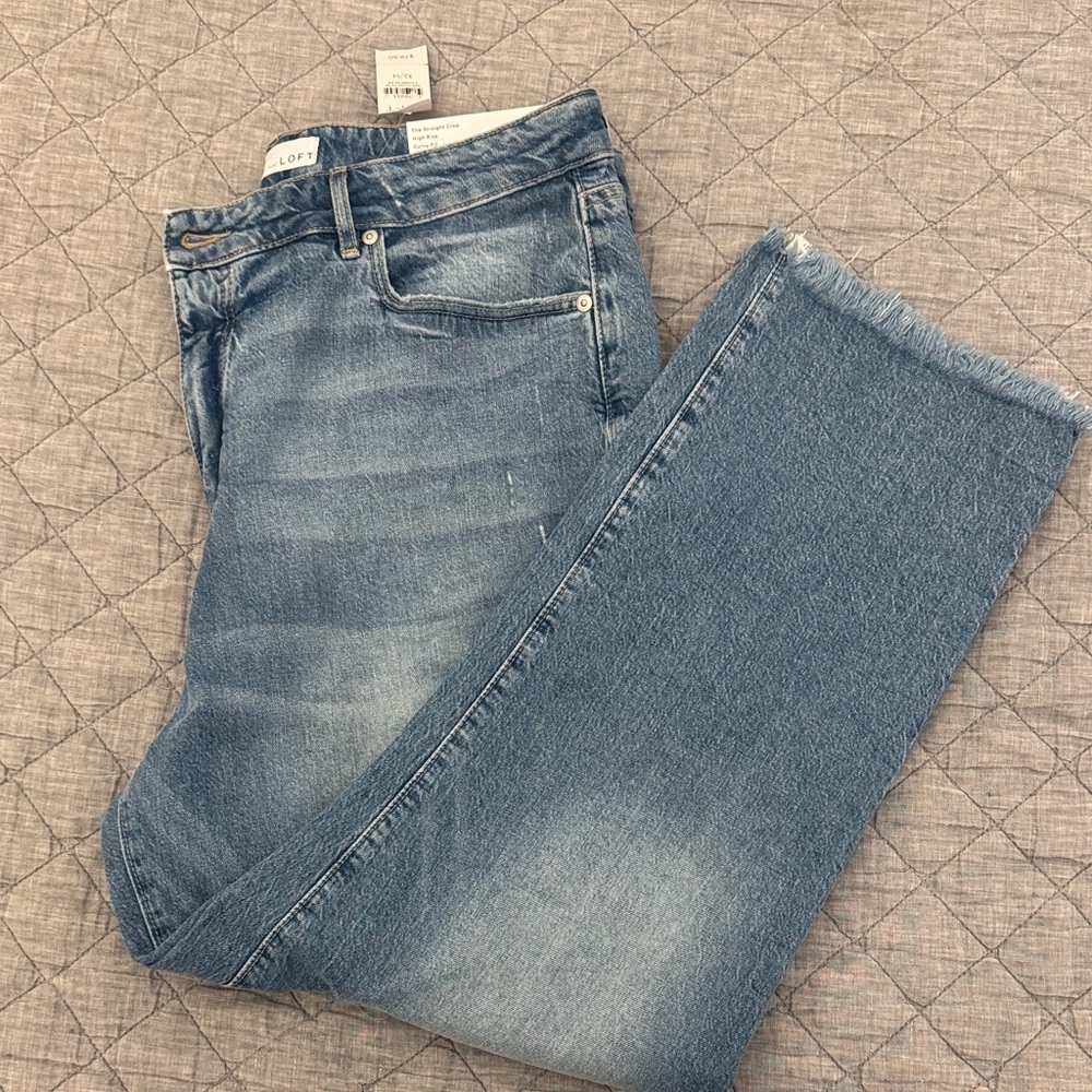 LOFT Light Blue Frayed Hem Jeans